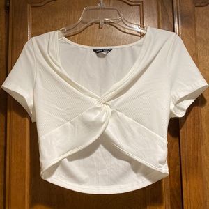 Shein White Ribbed Crop Top